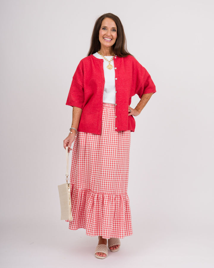 Etta Red Cardigan Sweater