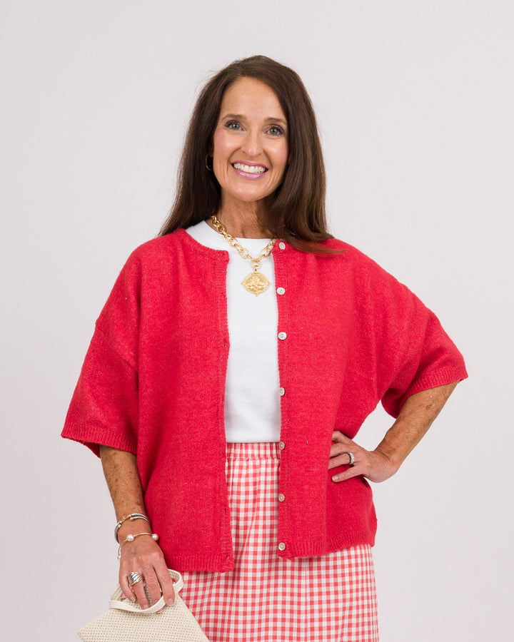 Etta Red Cardigan Sweater