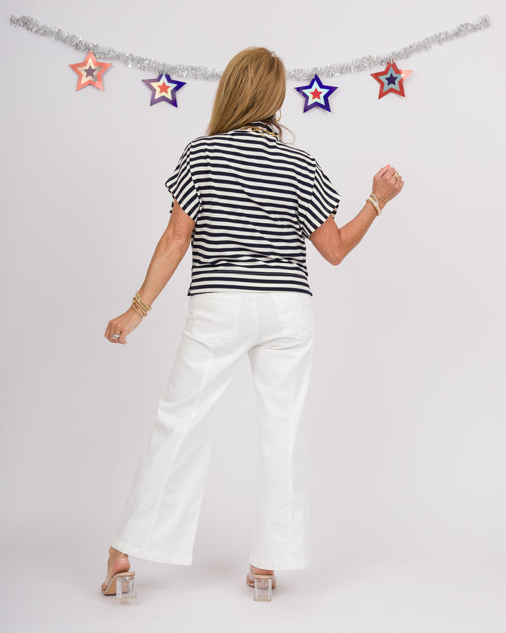 Navy Striped Top