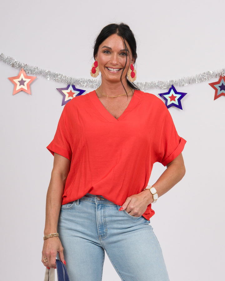 Tamera Short Sleeve Top - Tomato