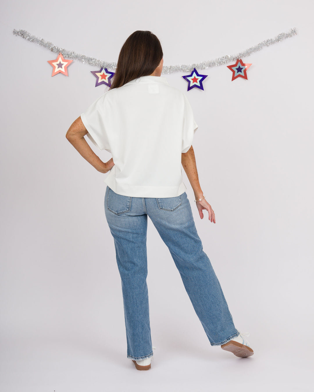 Blair Mock Neck Short Sleeve Top - Off-White