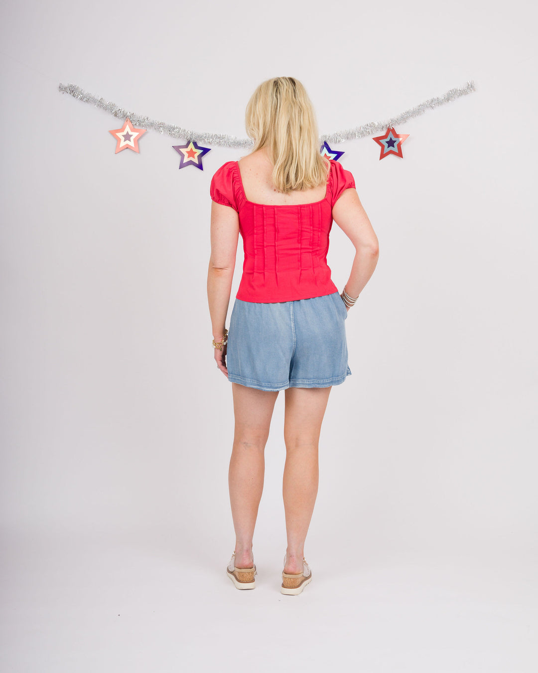 Chambray Drawstring Shorts