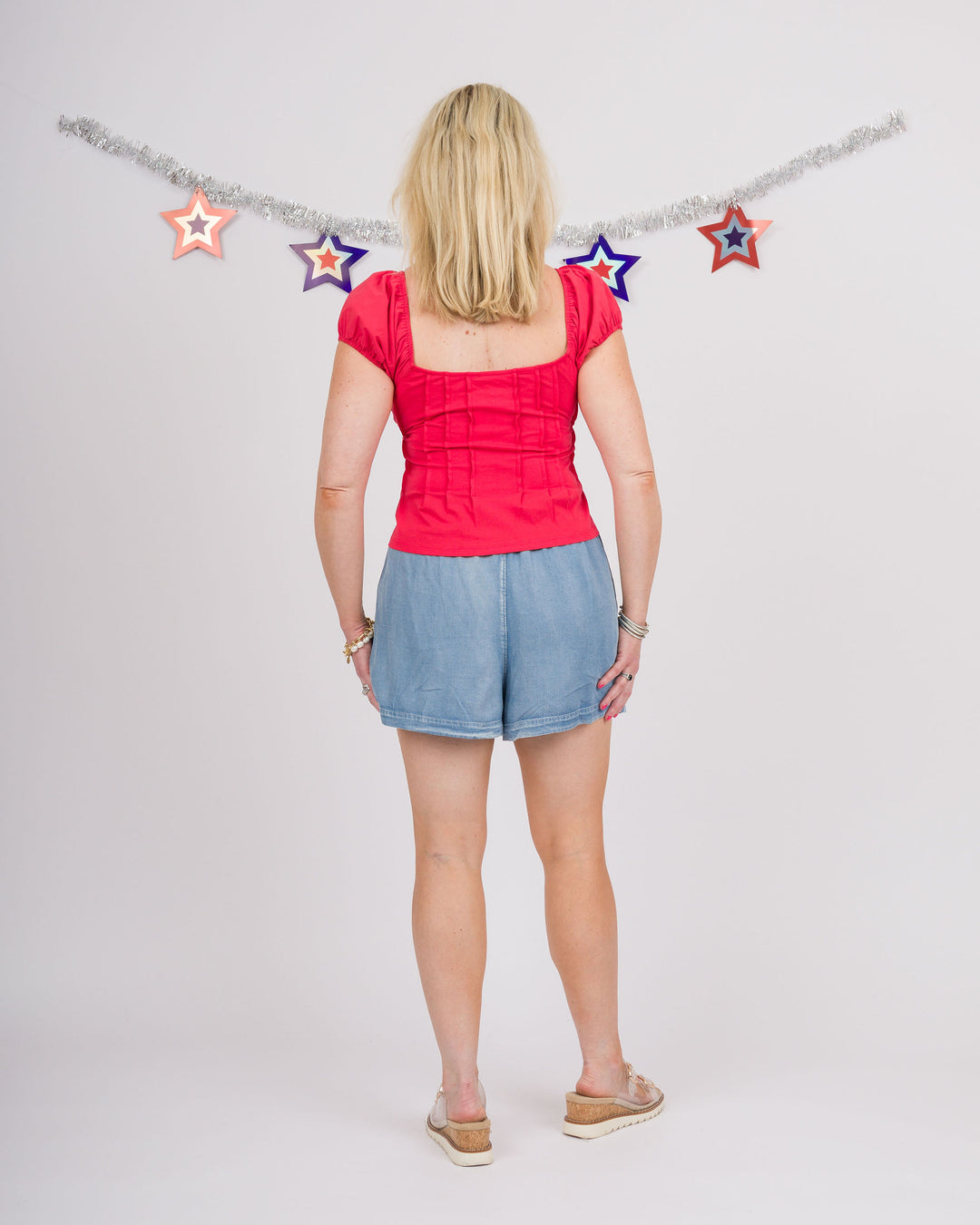 Chambray Drawstring Shorts