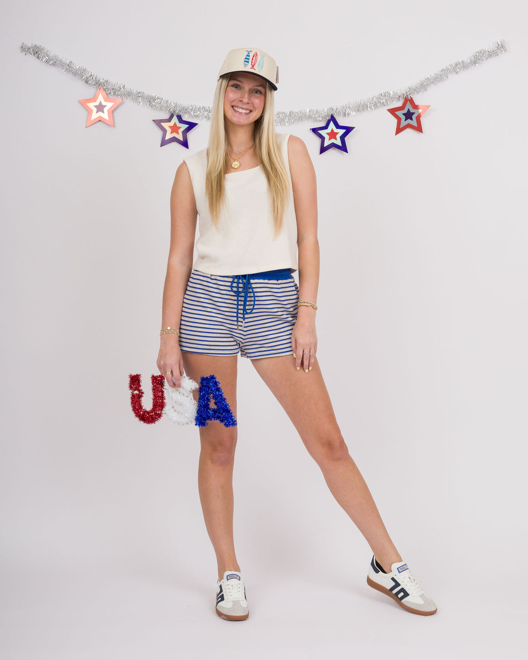 Comfy Cozy Striped Shorts - Blue