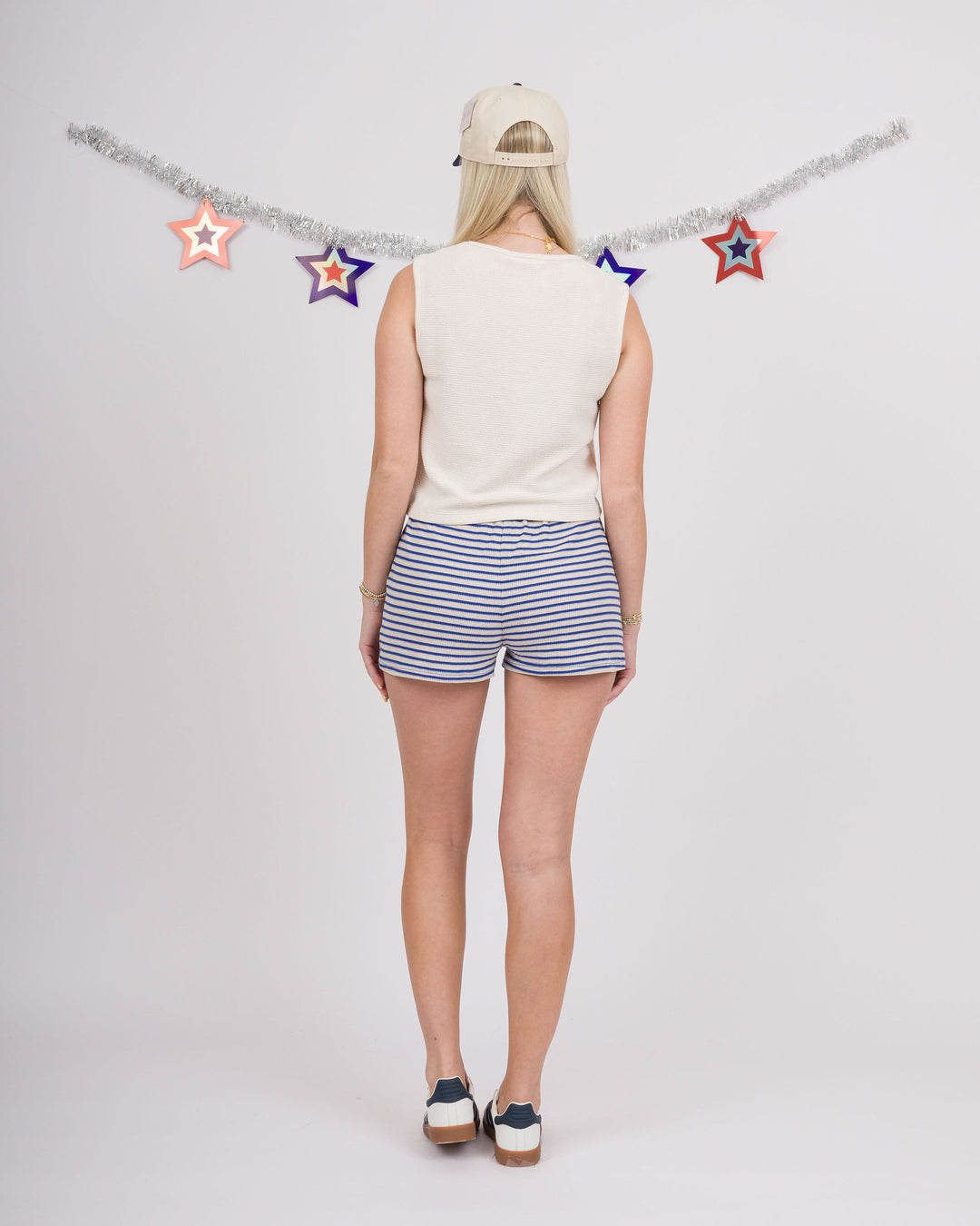 Comfy Cozy Striped Shorts - Blue