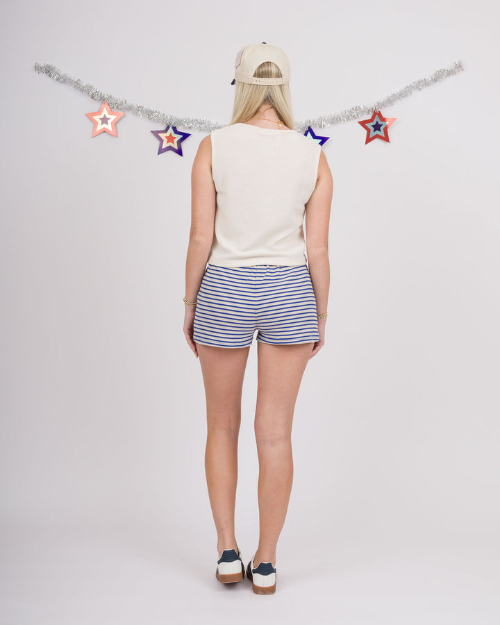 Comfy Cozy Striped Shorts - Blue
