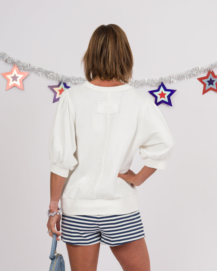 White Puff Sleeve Top