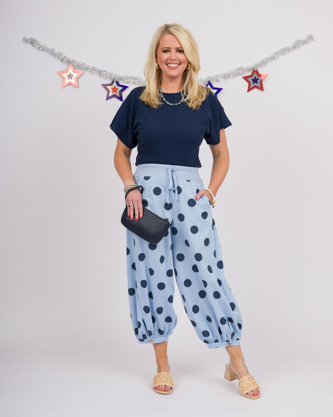 Perla Polka Dot Pants - Blue + Navy