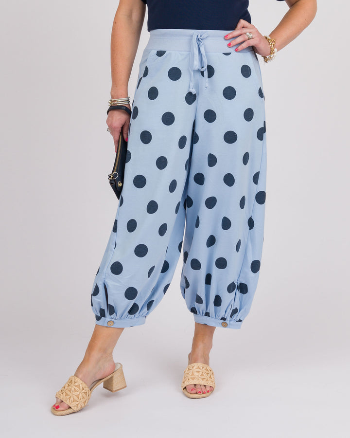 Perla Polka Dot Pants - Blue + Navy