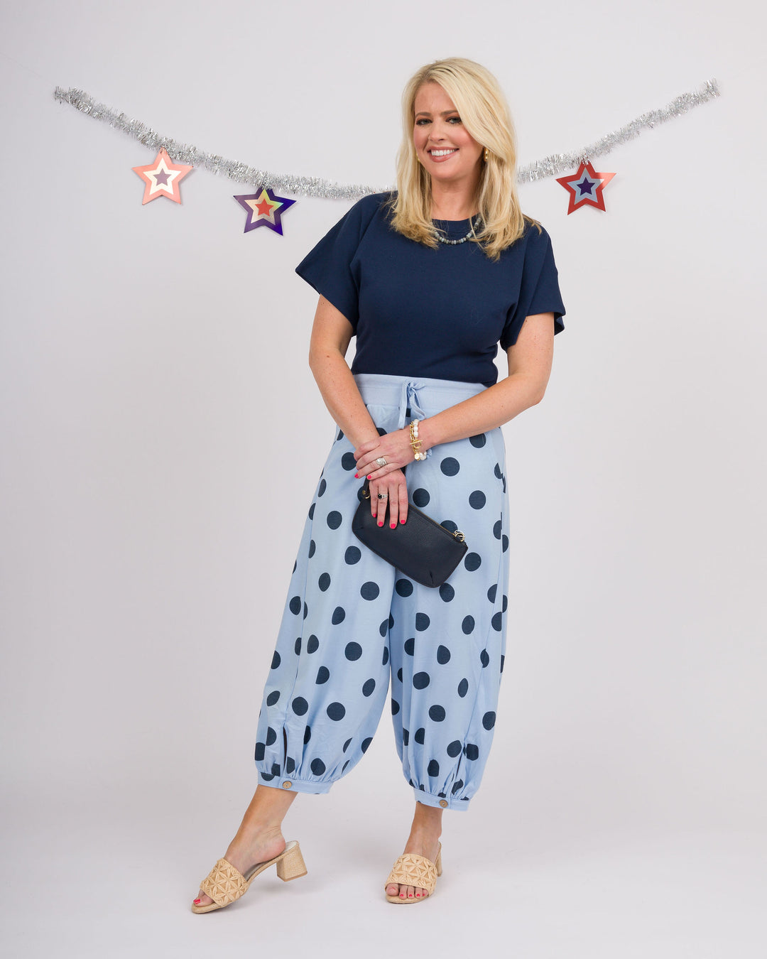 Perla Polka Dot Pants - Blue + Navy