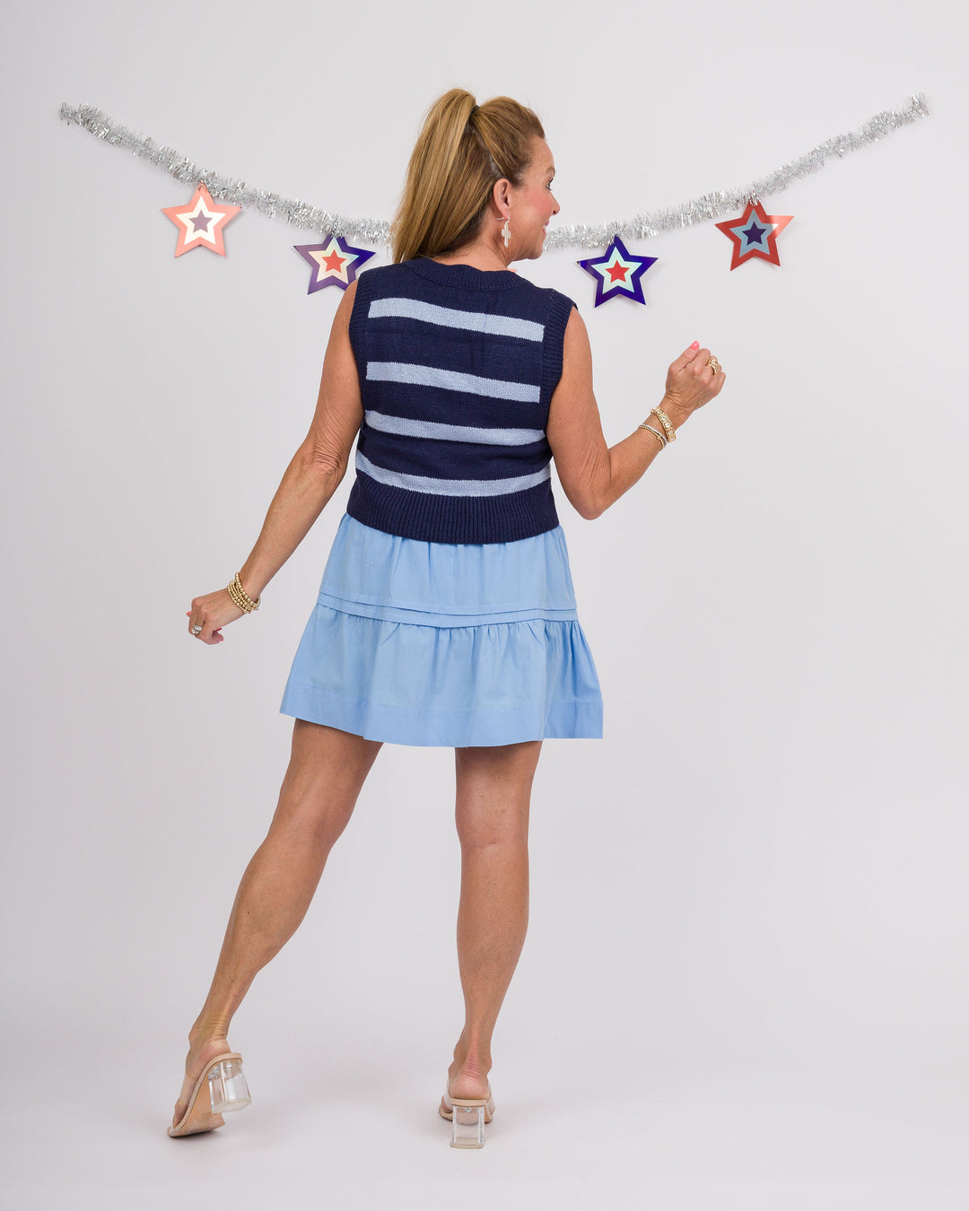 Tie Waist Mini Skirt - Pale Blue