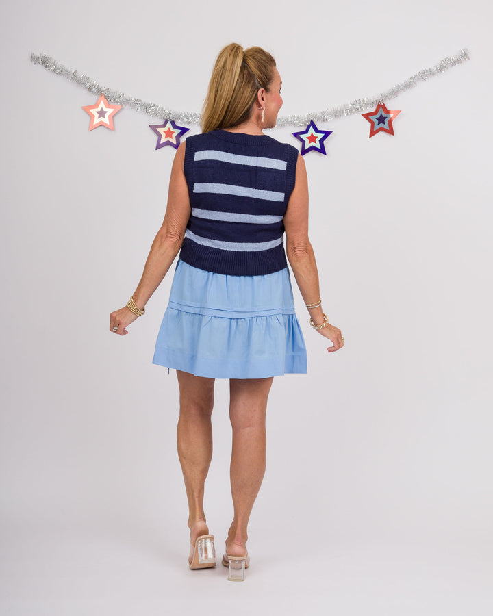 Tie Waist Mini Skirt - Pale Blue