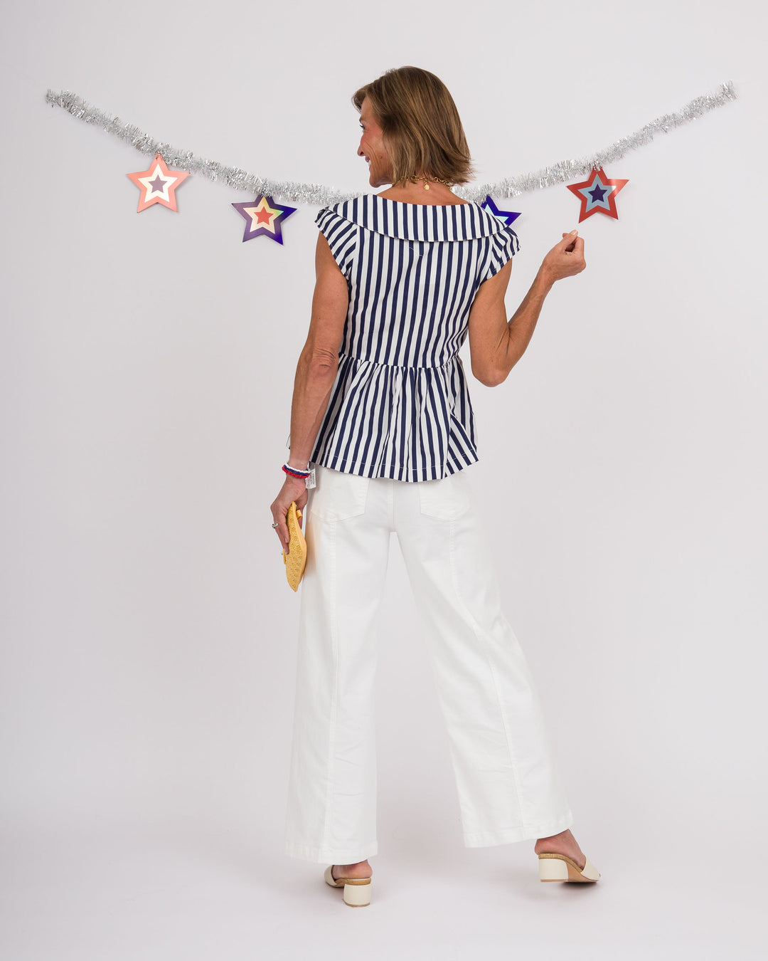 Navy White Striped Sailor Top