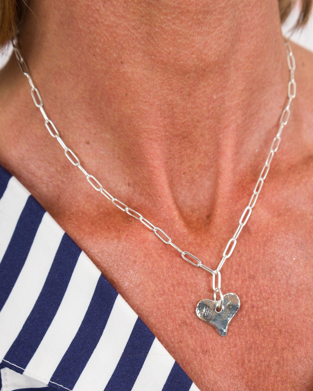 Susan Shaw Heart Paperclip Necklace - Silver