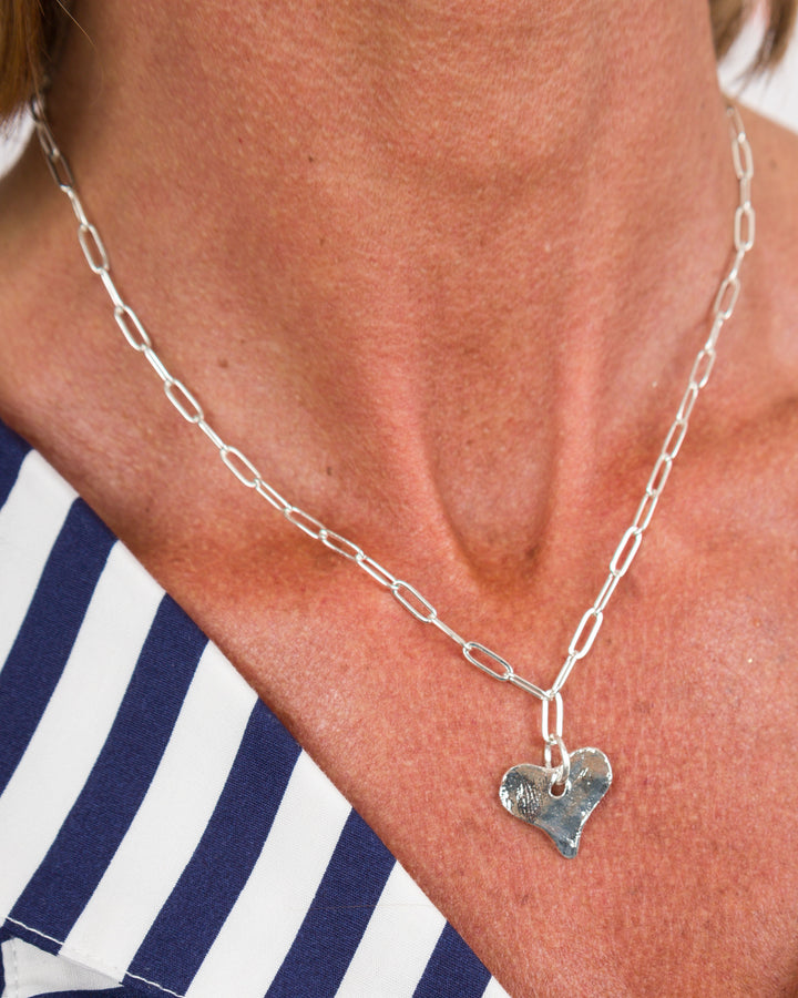 Susan Shaw Heart Paperclip Necklace - Silver