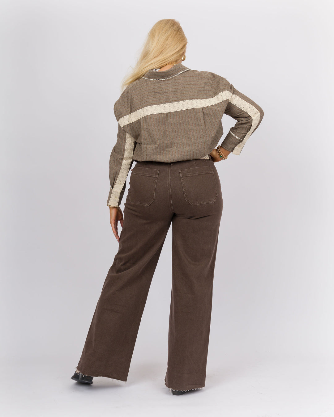 Dusted Coco Lace Trimmed Top