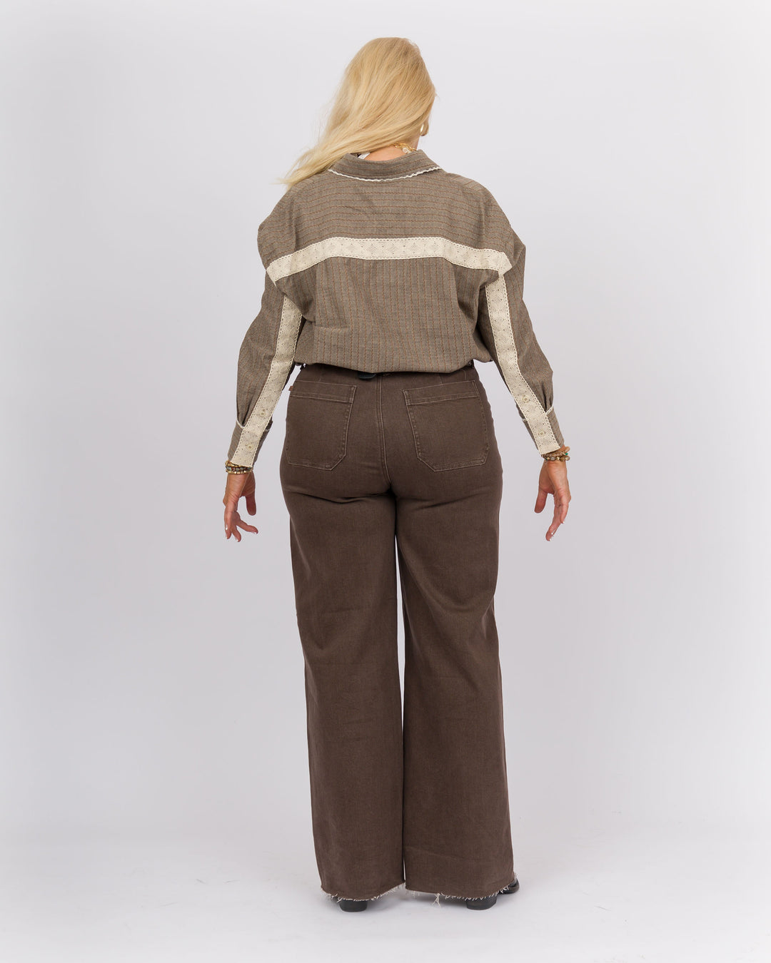 Dusted Coco Lace Trimmed Top