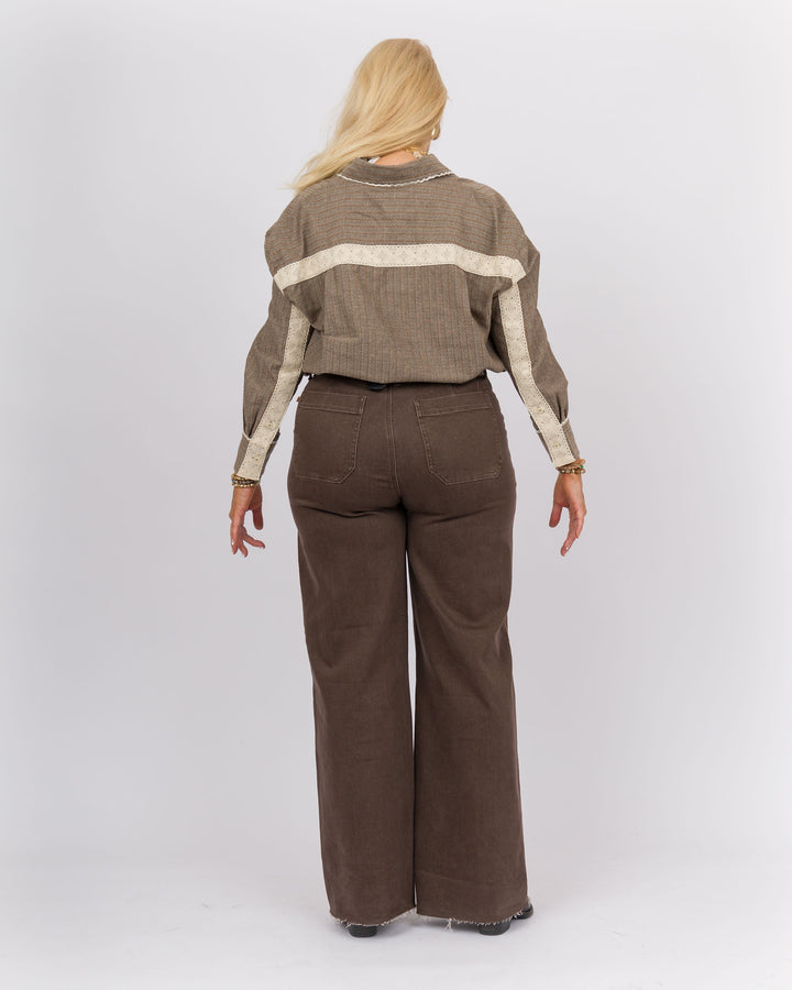 Dusted Coco Lace Trimmed Top