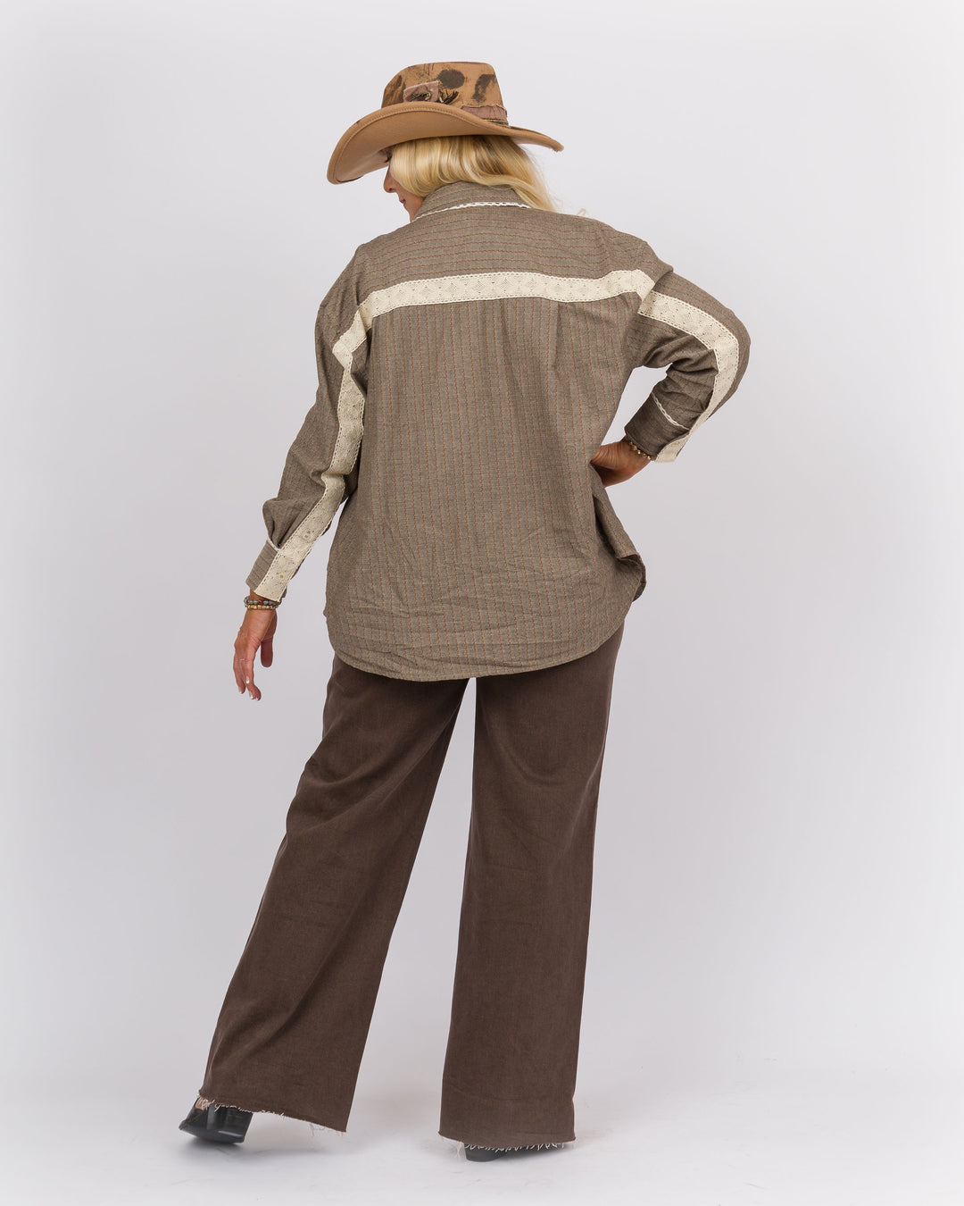 Dusted Coco Lace Trimmed Top