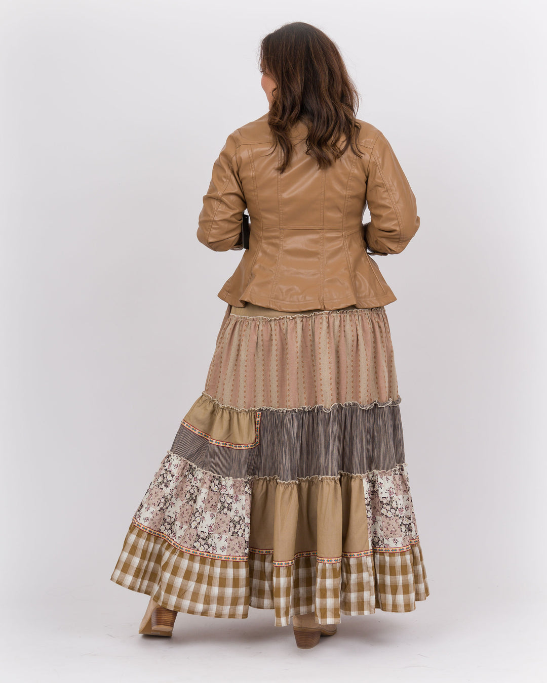 Indira Patchwork Skirt Mocha