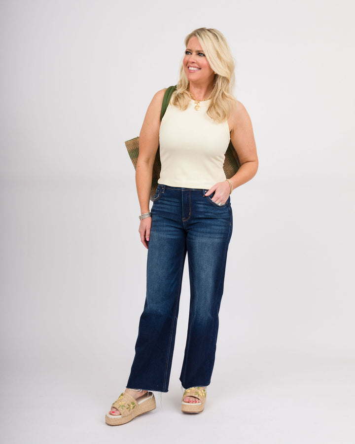 Lexi Sleeveless Ribbed Top - Cream
