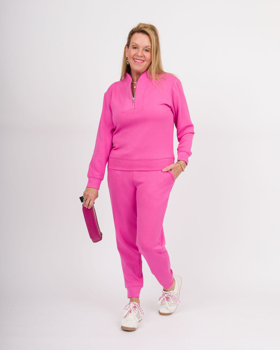 Dream Tech 1/4 Zip Jogger Set - Fuchsia