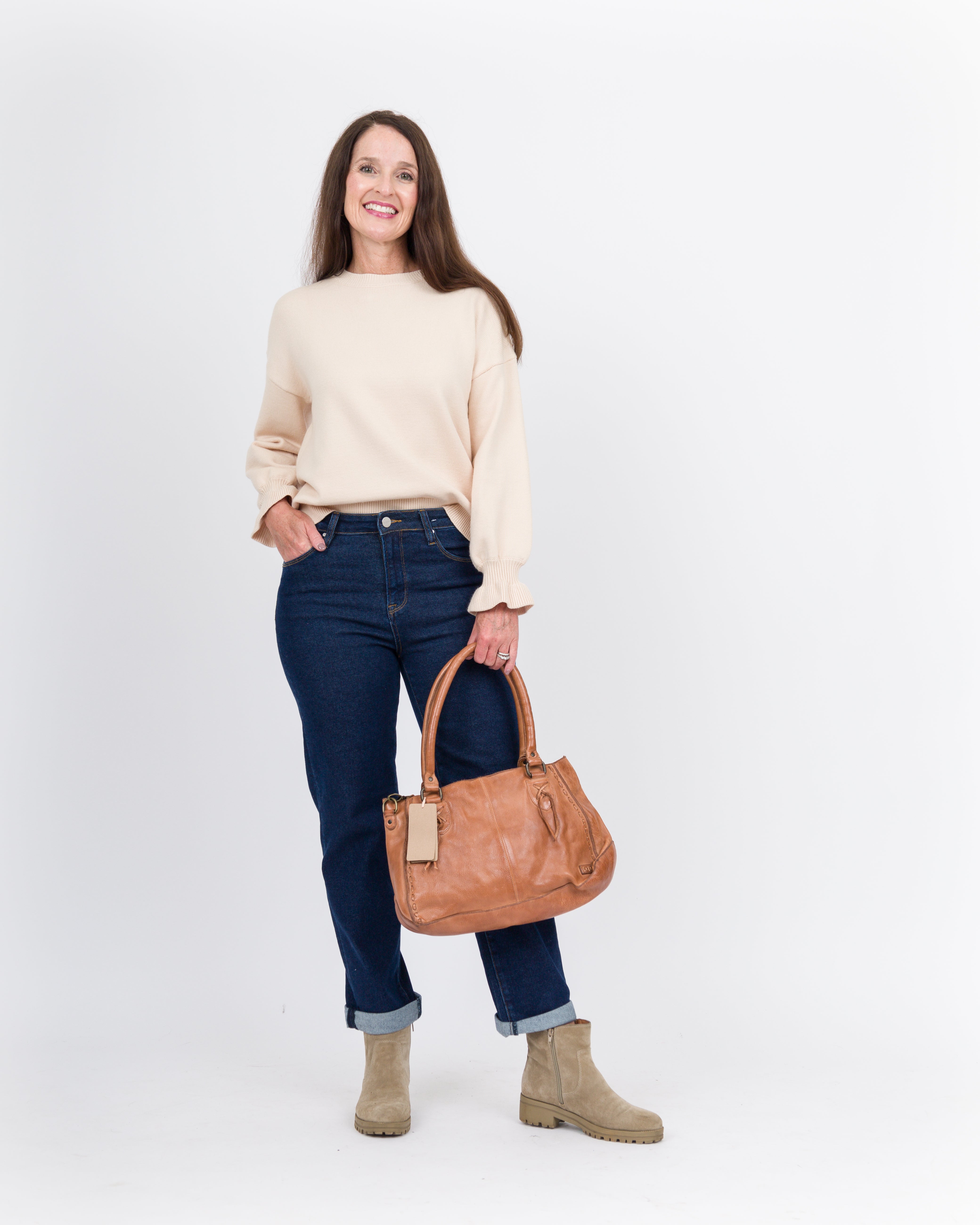 Ruffle cuff sweater sales