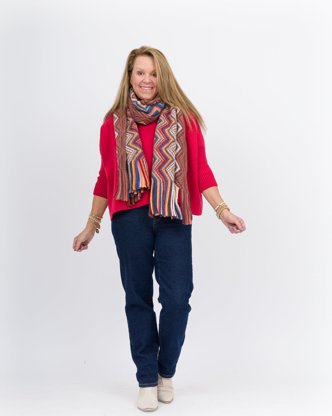 Fringe Scarf Multi Chevron