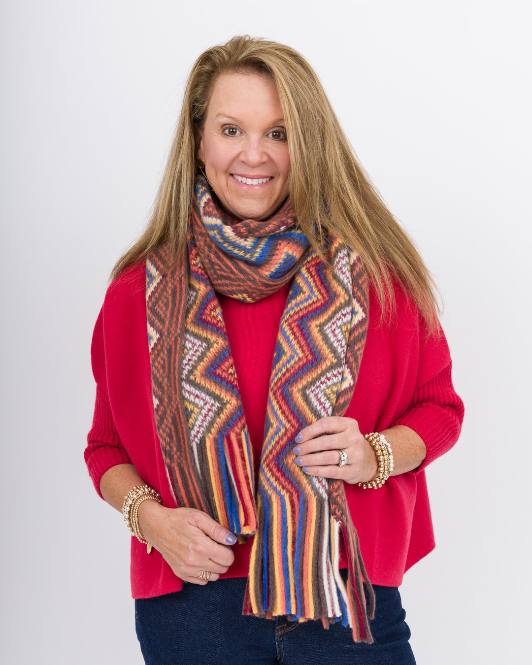 Fringe Scarf Multi Chevron