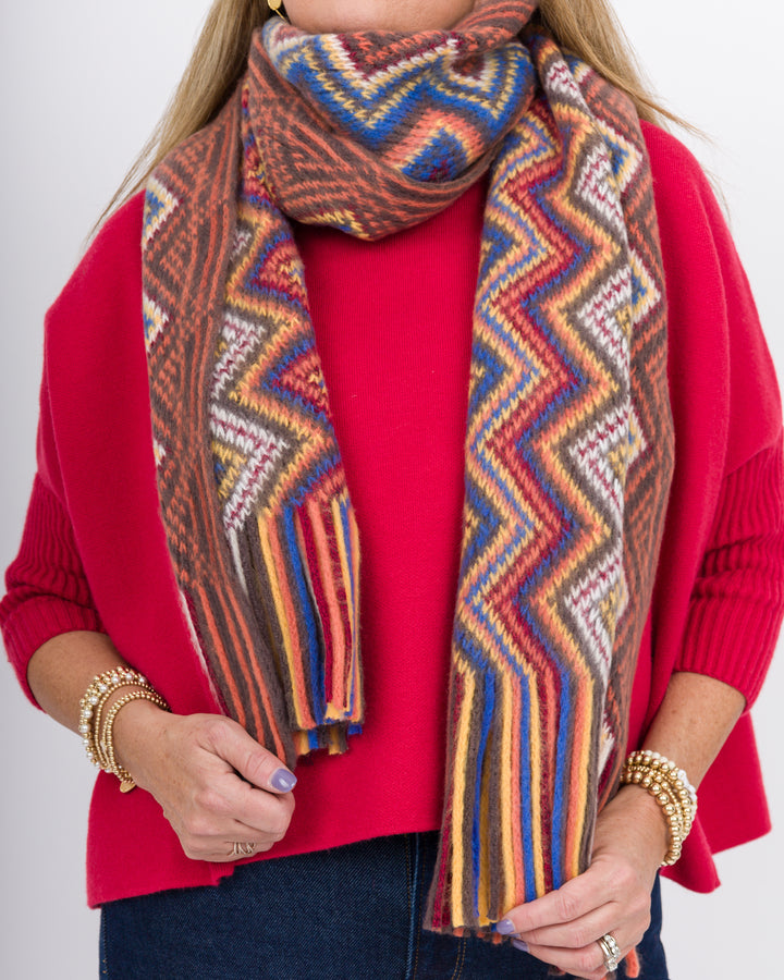 Fringe Scarf Multi Chevron