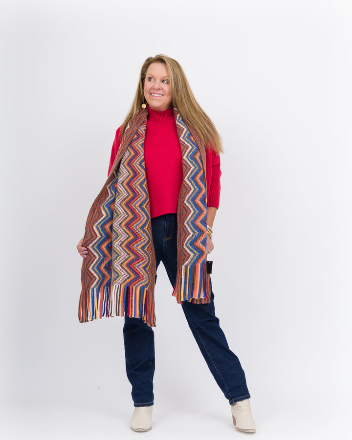 Fringe Scarf Multi Chevron