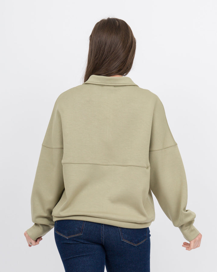 Light Olive Quarter Zip Pullover