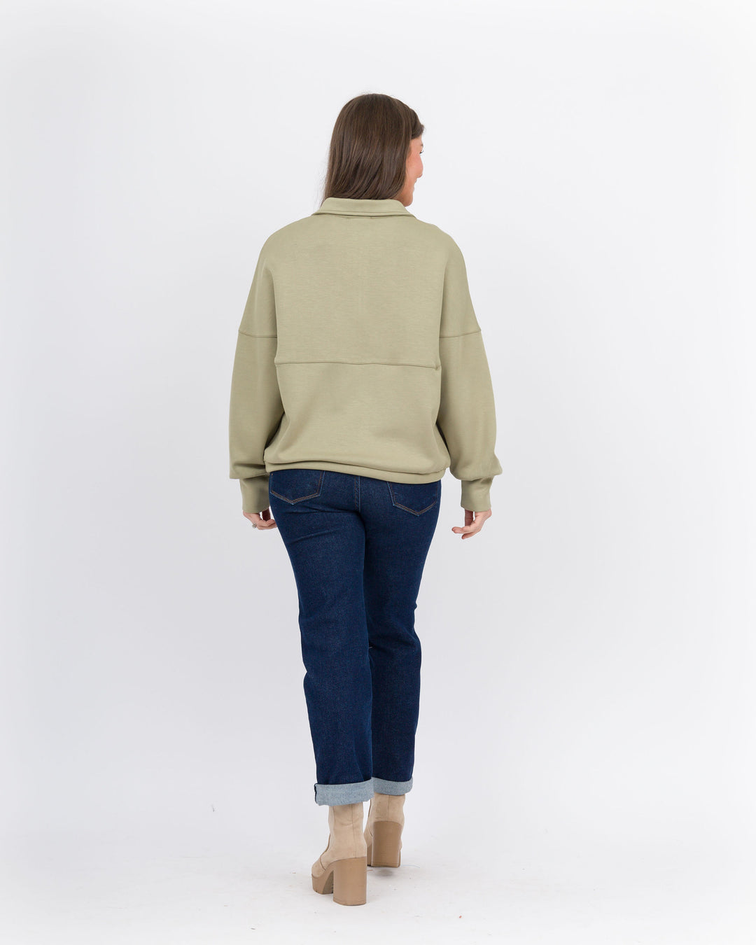 Light Olive Quarter Zip Pullover