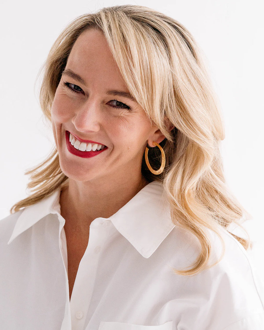 Susan Shaw Hammered Hoop Earrings - Medium - Gold