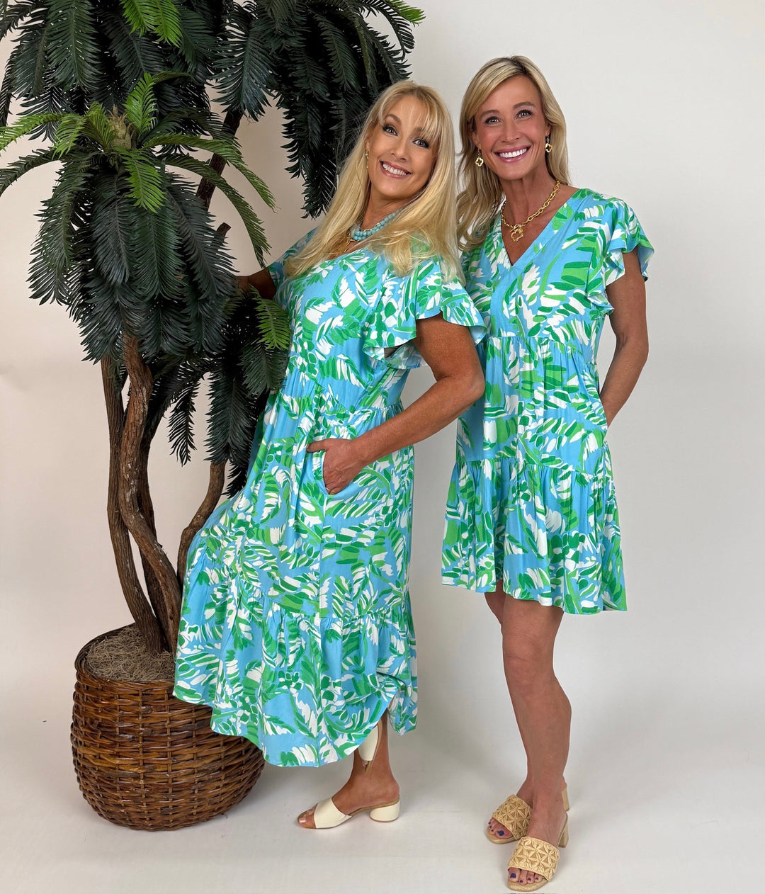 Brooke Midi Dress - Sky Jungle