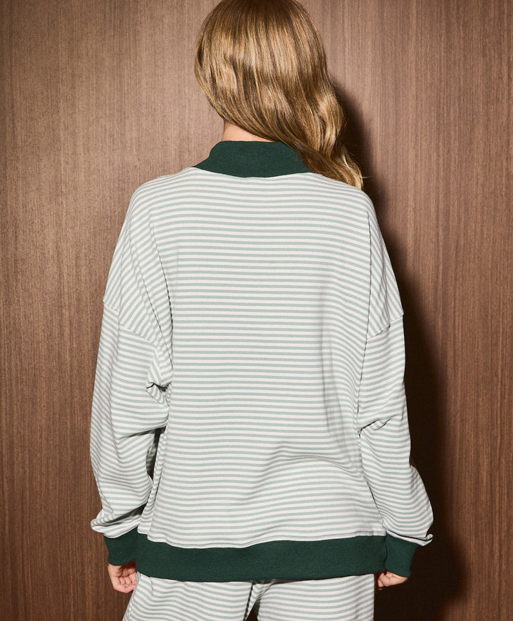 Green Merry Striped Sweatshirt