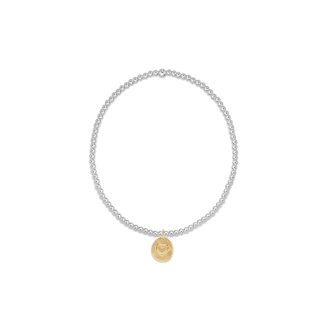 enewton Classic Sterling Mixed Metal 2mm Bead Bracelet - Inspire Love Small Gold Charm