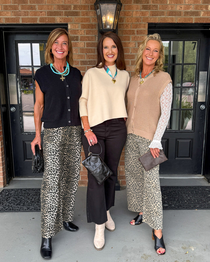 Wide Leg Animal Print - Camel