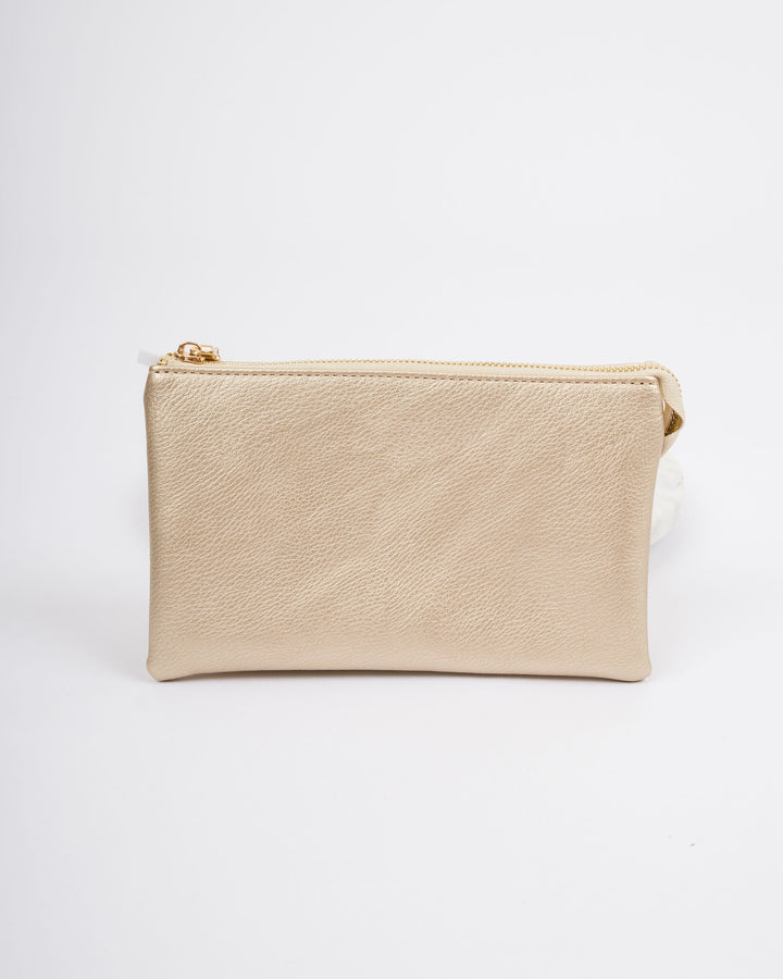 Riley Vegan Crossbody - Lt Gold