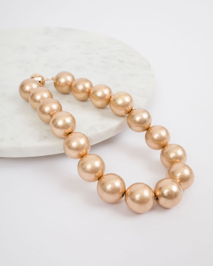 25mm Ball Magnetic Necklace - Brushed Gold Metallic