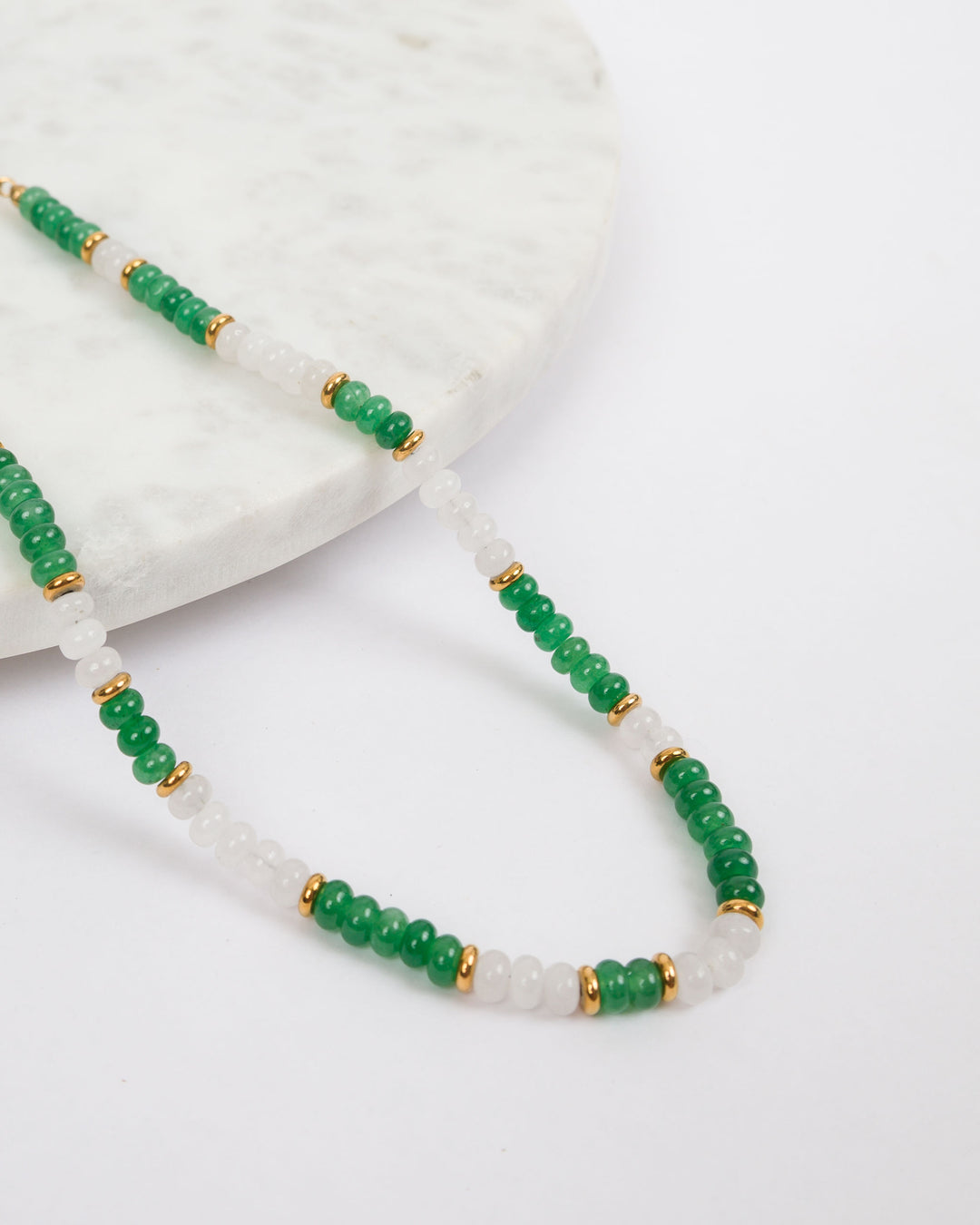 Game Day Bead Necklace - Green &amp; White
