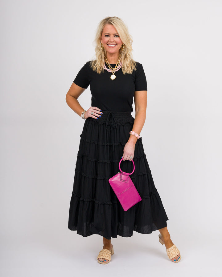 Black Ribbed Short Sleeve Top