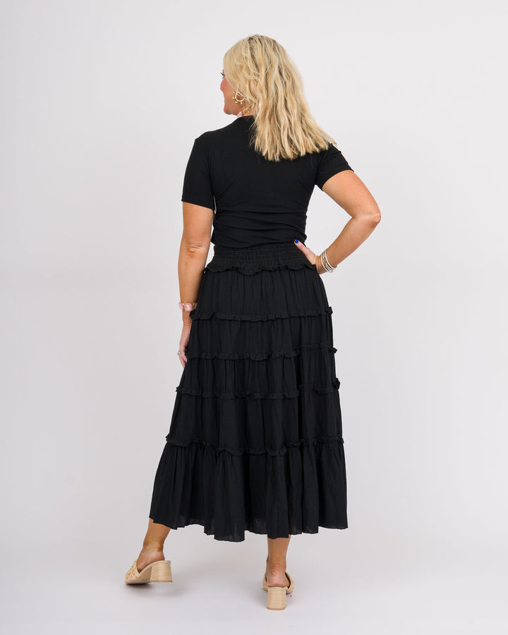 Black Ribbed Short Sleeve Top