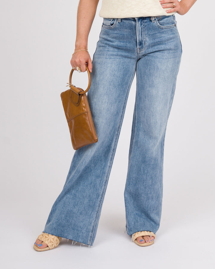 Just USA Longer Length Wide Leg Jeans - Medium Denim