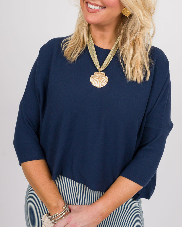 Kaira Boxy Crop Top - Navy