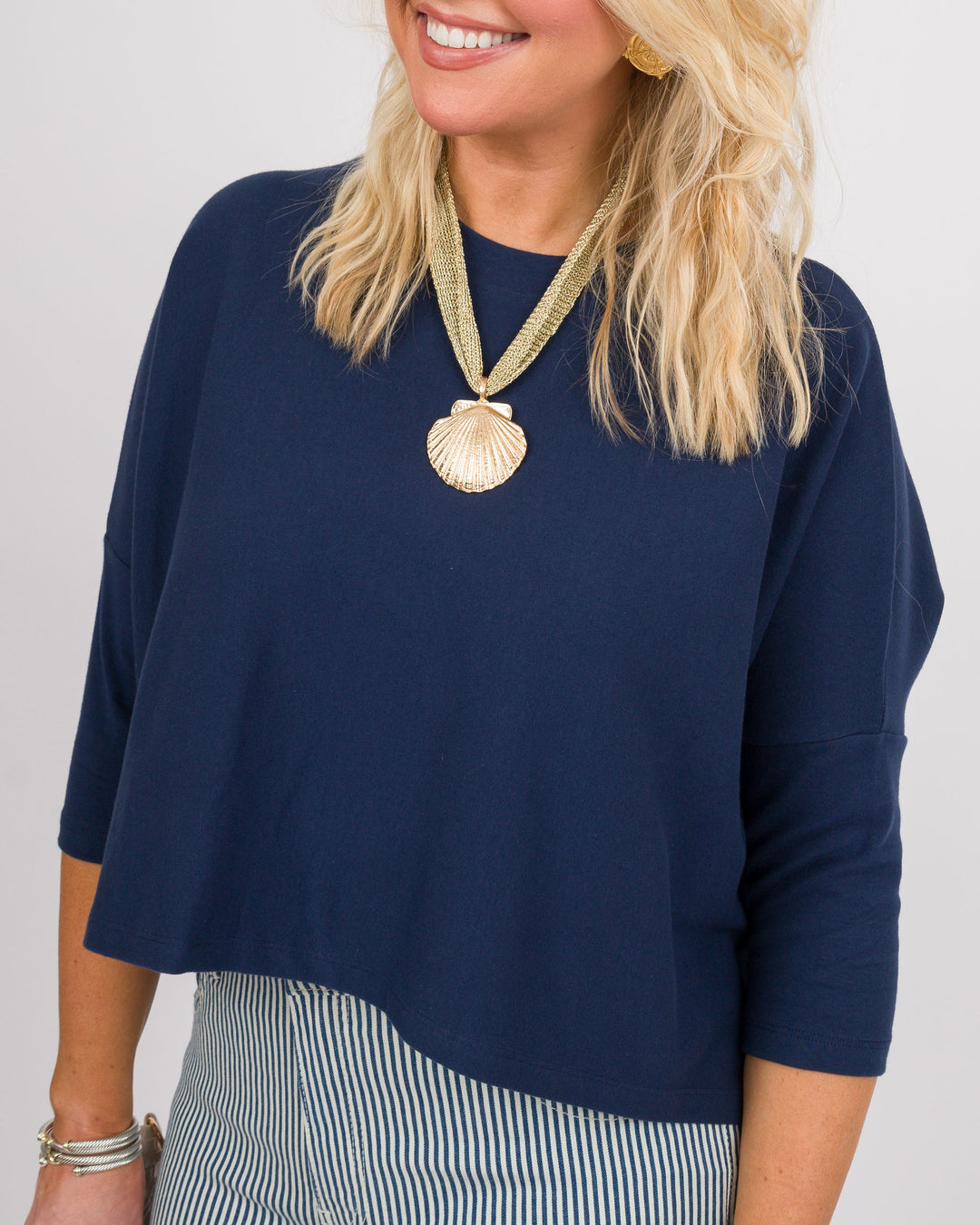 Kaira Boxy Crop Top - Navy