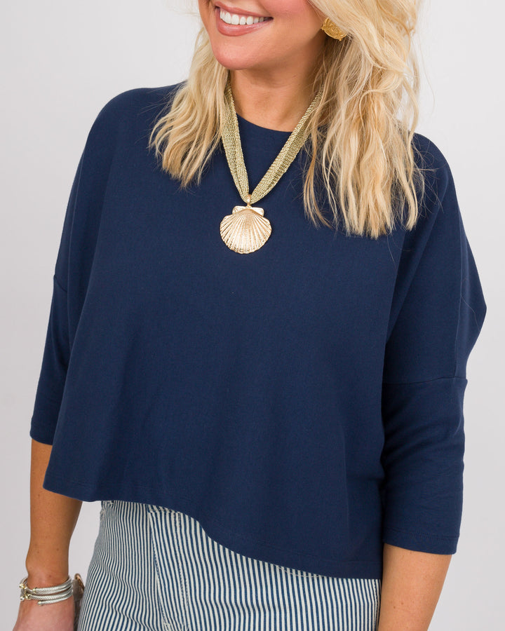 Kaira Boxy Crop Top - Navy