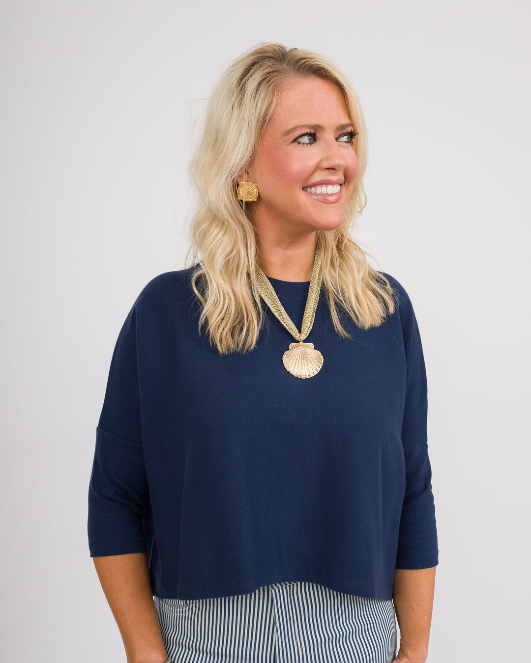 Kaira Boxy Crop Top - Navy