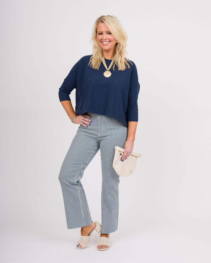 Kaira Boxy Crop Top - Navy