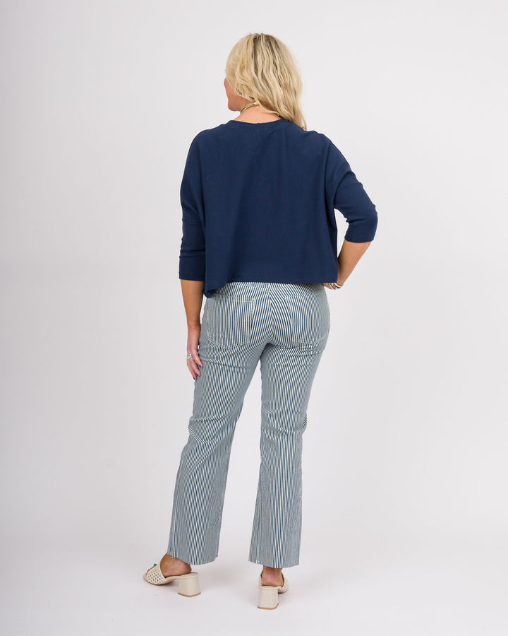 Kaira Boxy Crop Top - Navy
